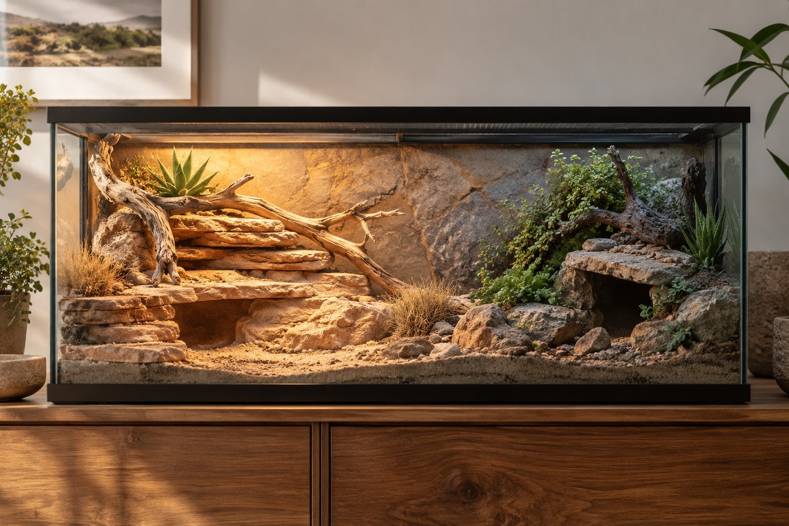 Illustrative planted terrarium